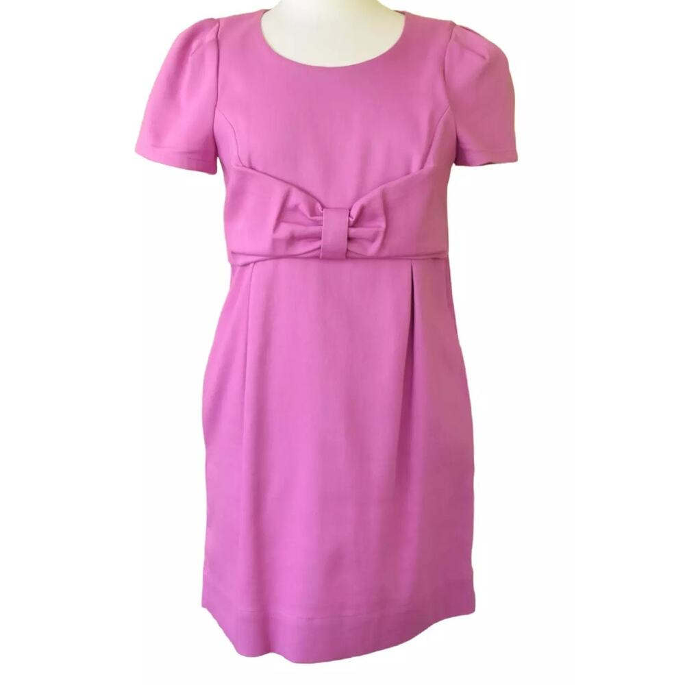 See by CHLOE Short Sleeve Bow Shift Dress Orchid Pink Purple Sz 2 Puff sleeves